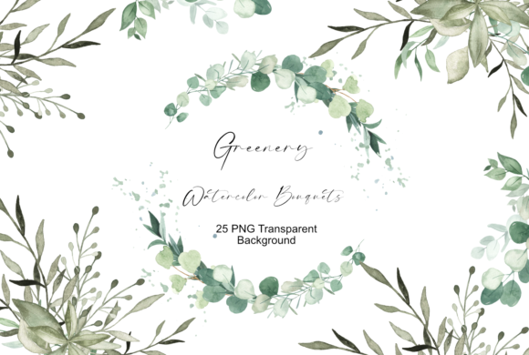 Download Greenery Bouquets Watercolor Clipart - Bouquet Collection